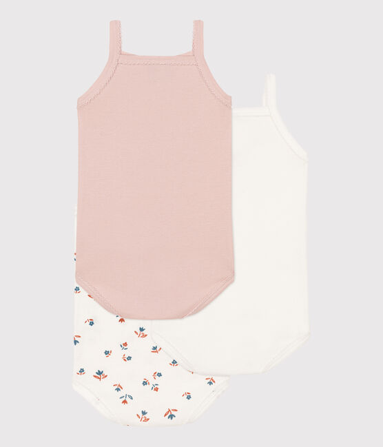 Babies' Floral Cotton Bodysuits with Straps - 3-Pack variante 1