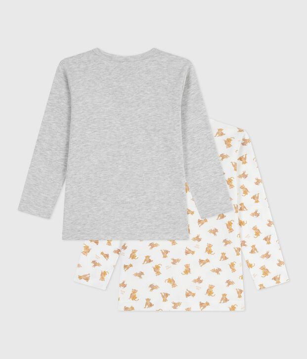 Pack of children's long-sleeved leopard-print cotton T-shirts multicolor