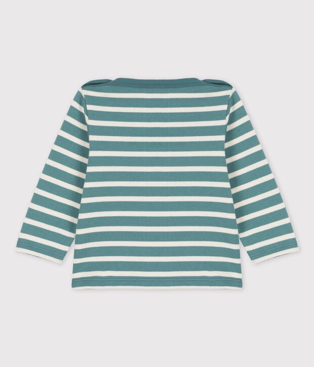Babies' Thick Cotton Jersey Breton Top green/ecru