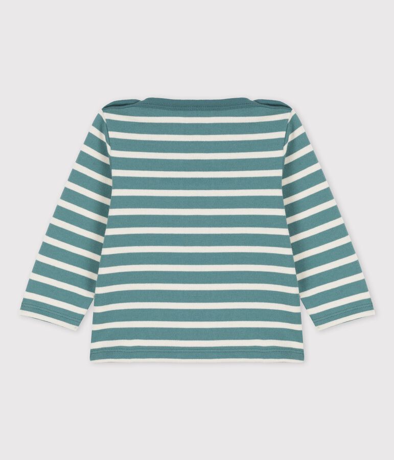 Babies' Thick Cotton Jersey Breton Top BRUT green/AVALANCHE white