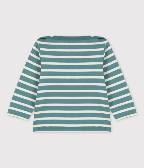 Babies' Thick Cotton Jersey Breton Top BRUT green/AVALANCHE white