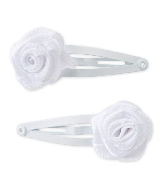 Set of 2 baby girl's barrettes MARSHMALLOW white