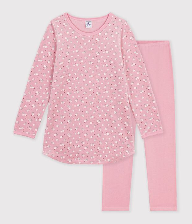 Children's floral velour nightdress and leggings pink/multicolor