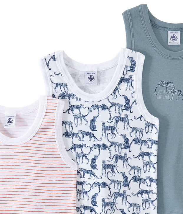 Set of 3 boys' tank tops white