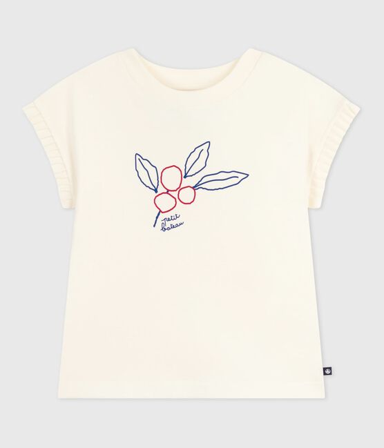 Children's short-sleeved printed T-shirt MILK Ecru