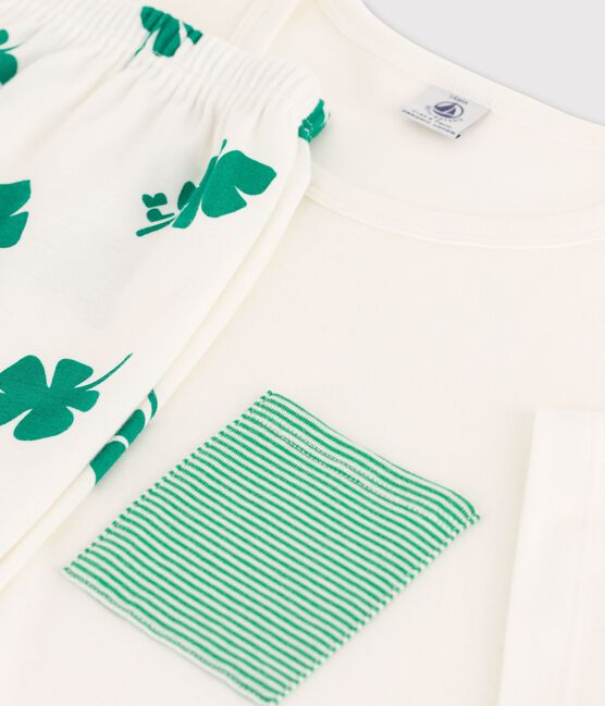 Boys' Organic Cotton Short Pyjamas MARSHMALLOW white/MULTICO white