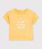 Babies' plain short-sleeved patterned cotton T-shirt yellow