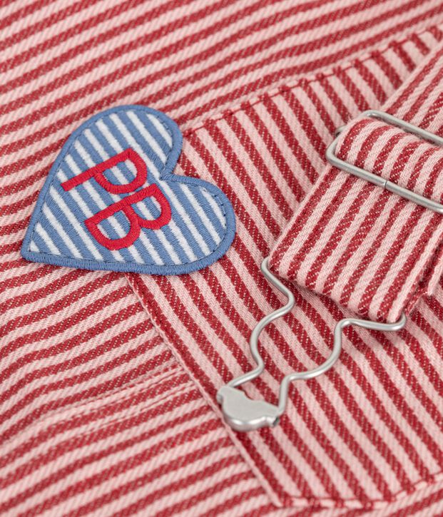 Children's stripy cotton pinafore dress pink/pink