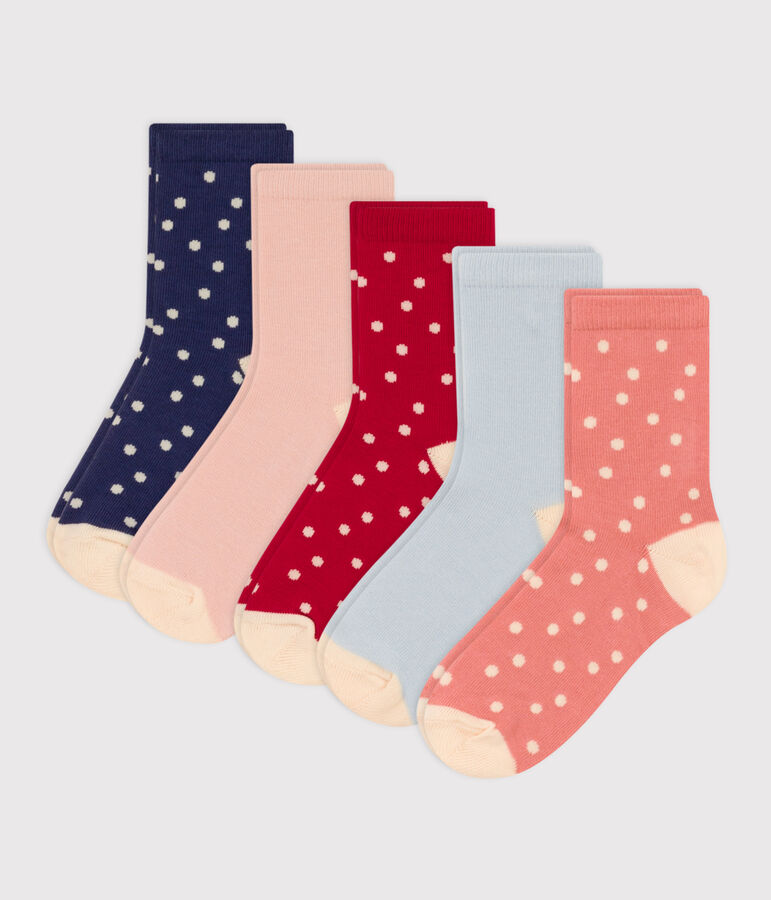 Children's Cotton Jersey Spotted Socks - Pack of 5 multicolor