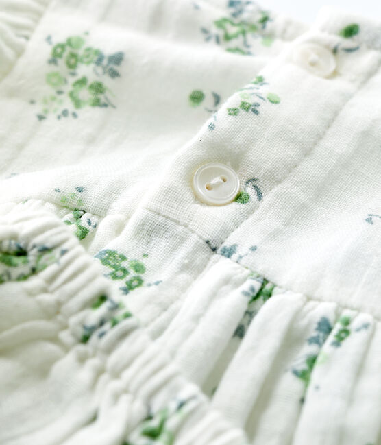 Babies' Organic Cotton Gauze Floral Print Dress With Bloomers MARSHMALLOW white/MULTICO white