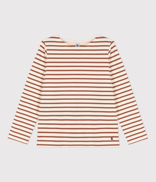 Women's Breton Cotton Top Ecru/brown