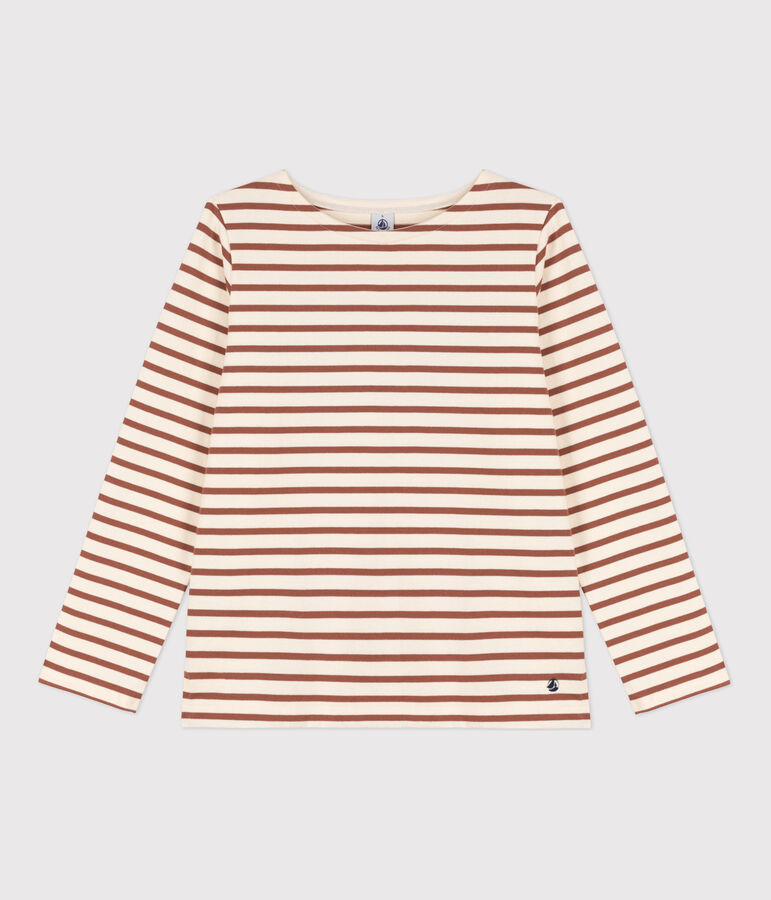 Women's Breton Cotton Top Ecru/brown