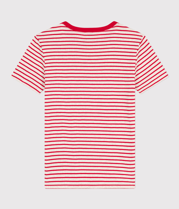 Women's Iconic Cotton Round Neck T-Shirt beige/red