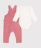 Babies' velour dungaree set ROSEWOOD pink