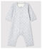 Babies' Footless Organic Cotton Bodyjama POUSSIERE grey/MARSHMALLOW white