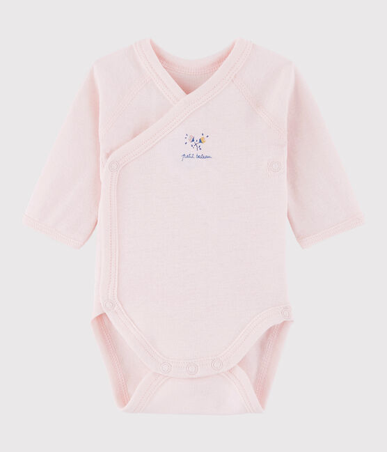 Baby Girls' Long-Sleeved Wrapover Bodysuit FLEUR pink