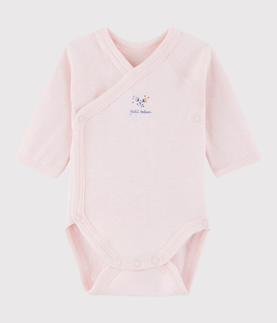 Baby Girls' Long-Sleeved Wrapover Bodysuit FLEUR pink