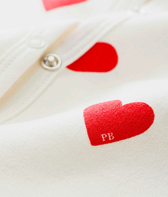 Baby Red Heart Fleece Sleepsuit MARSHMALLOW white/TERKUIT red