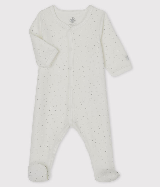 White velour star print sleepsuit white/multicolor