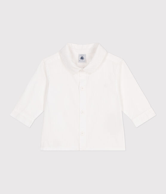 Babies' plain cotton shirt ECUME white