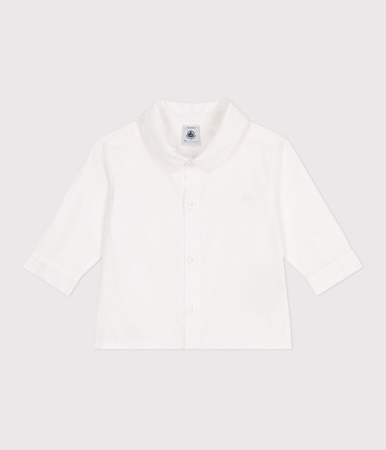 Babies' plain cotton shirt ECUME white