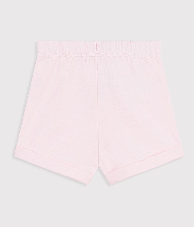 Babies' plain cotton shorts pink