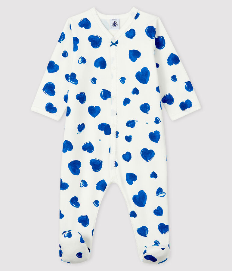 Baby Girls' Blue Heart Fleece Sleepsuit white/multicolor