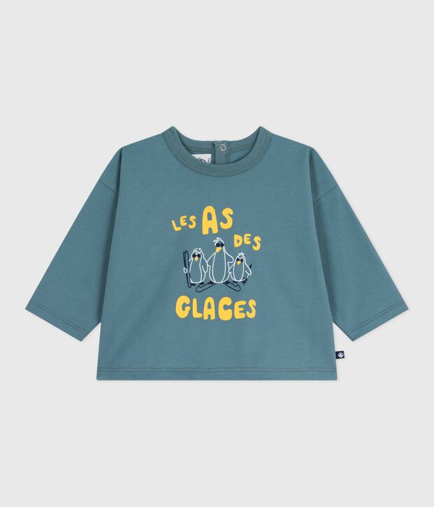Long-sleeved cotton baby t-shirt blue