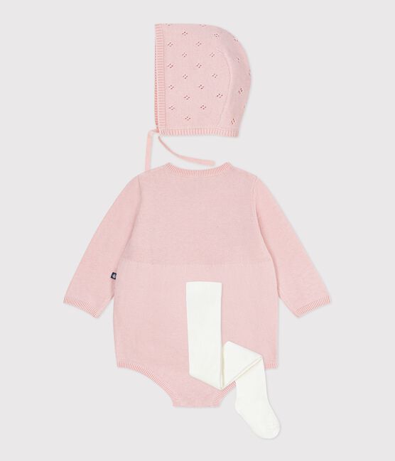 Babies' gift set, with a knitted bonnet, rompers and tights variante 1