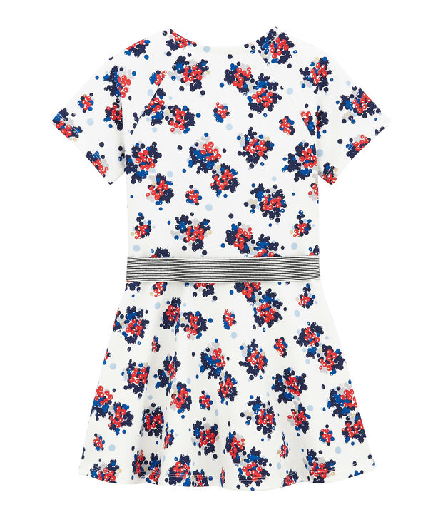 Flower print cotton sweatshirt dress white/multicolor