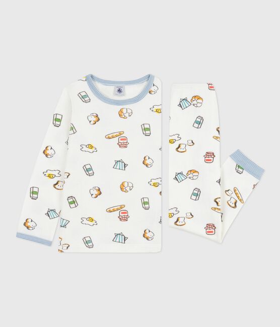 Children's breakfast-print tube knit pyjamas MARSHMALLOW white/MULTICO white