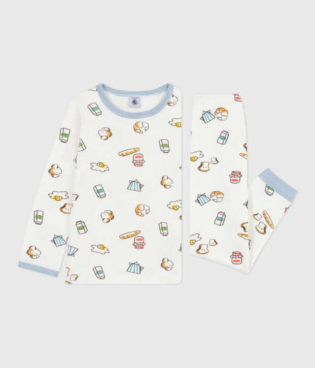 Children's breakfast-print tube knit pyjamas white/multicolor