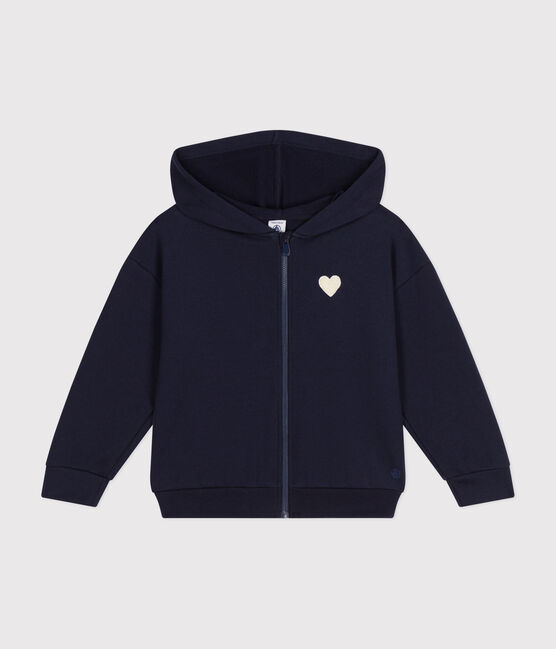 Girls' hooded zip-up fleece sweatshirt SMOKING blue