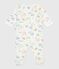 Babies' savannah print cotton pyjama suit with a zip MARSHMALLOW white/MULTICO white