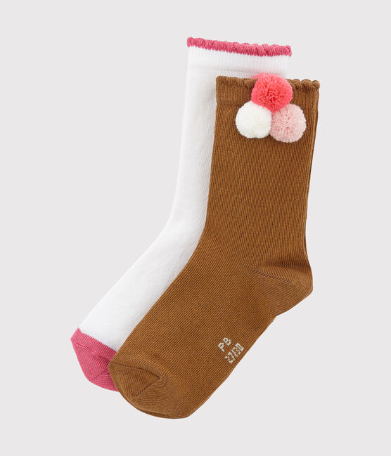 Set of 2 pairs of socks, plain and with pompom variante 1