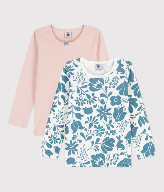 Girls' Floral Long-Sleeved Cotton T-Shirt - 2-Piece Set variante 1
