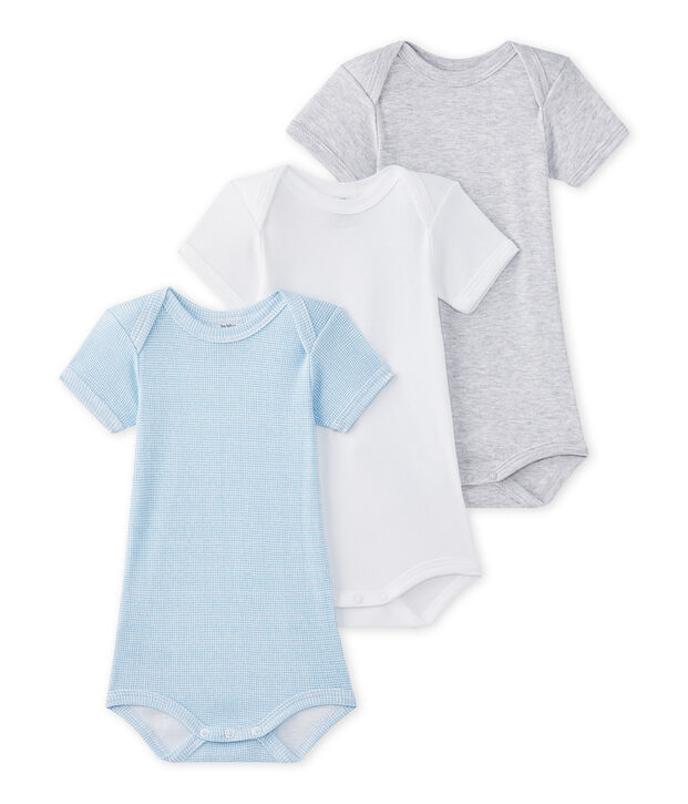 Set of 3 baby boys' short-sleeved bodysuits white