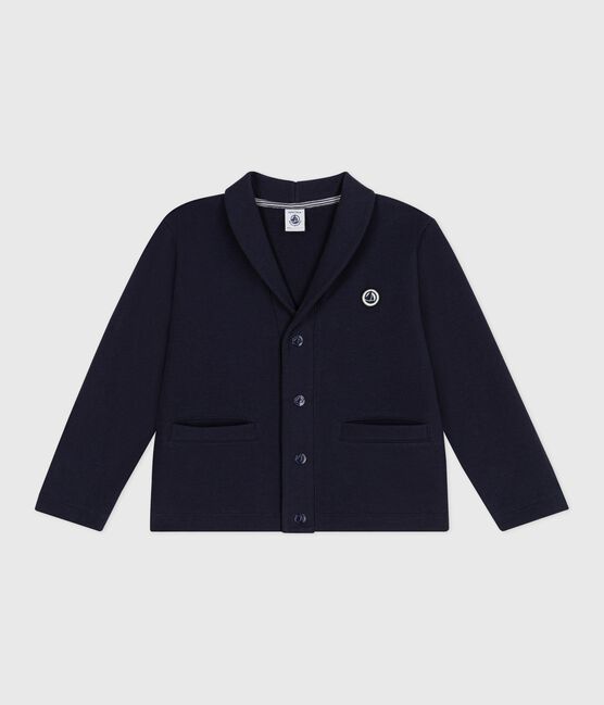 Children's plain cotton cardigan SMOKING blue