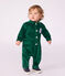 Babies' plain long corduroy jumpsuit green