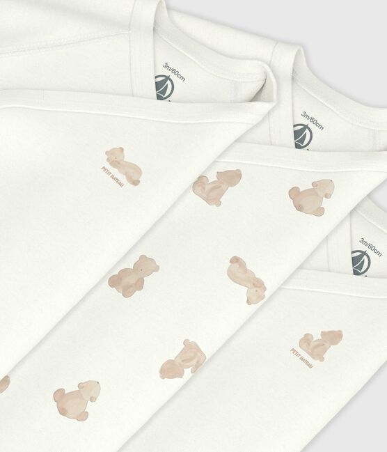 Pack of babies' long-sleeved printed cotton wrapover bodies variante 1