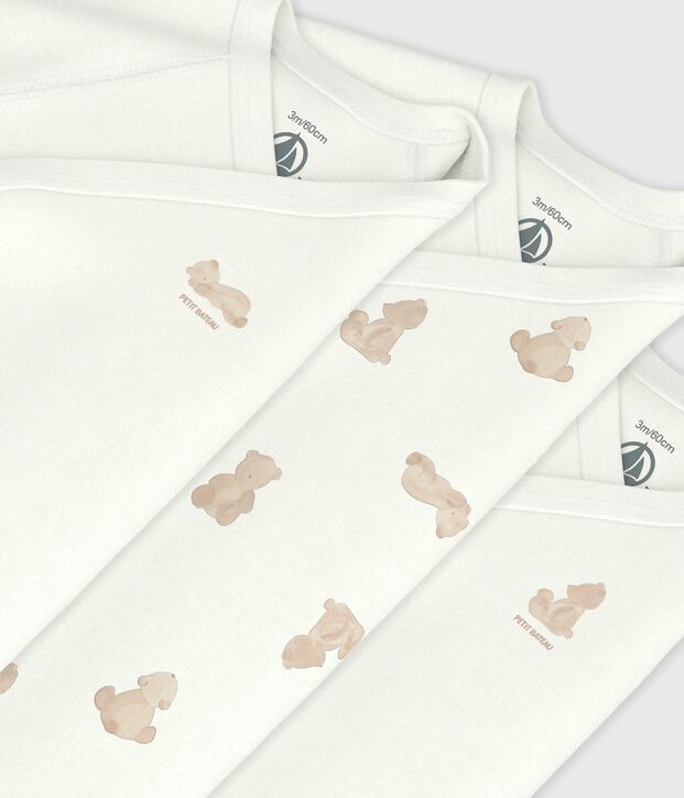 Pack of babies' long-sleeved printed cotton wrapover bodies multicolor