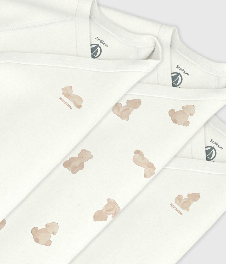 Pack of babies' long-sleeved printed cotton wrapover bodies multicolor