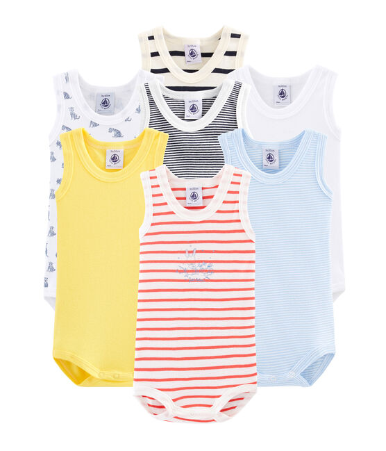 Surprise pack of 7 sleeveless bodysuits for baby boys variante 1