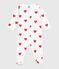 Babies' brushed fleece heart-print pyjamas with a collar MARSHMALLOW white/TERKUIT red
