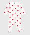 Babies' brushed fleece heart-print pyjamas with a collar white/red