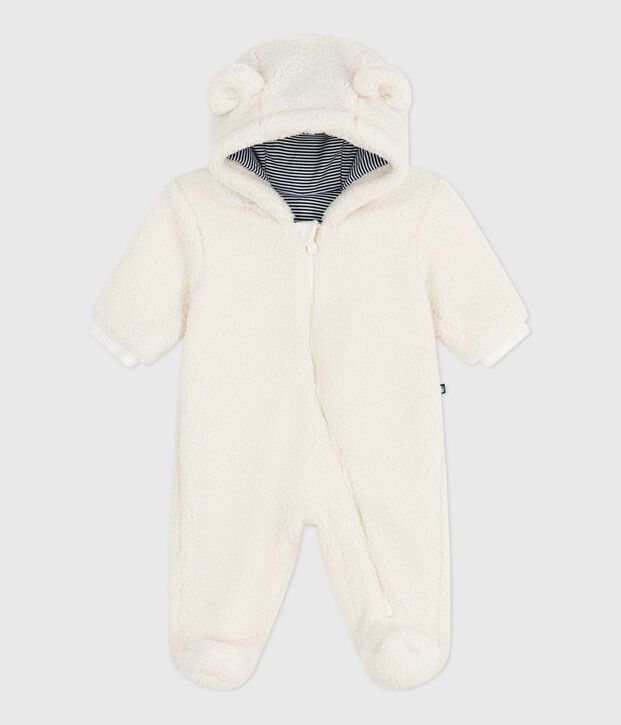 Babies' sherpa snowsuit with ears and a pinstriped lining MILK