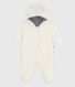 Babies' sherpa snowsuit with ears and a pinstriped lining