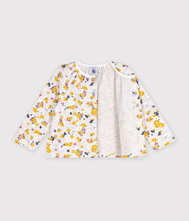 Baby girl's tubular knit cardigan beige/multicolor