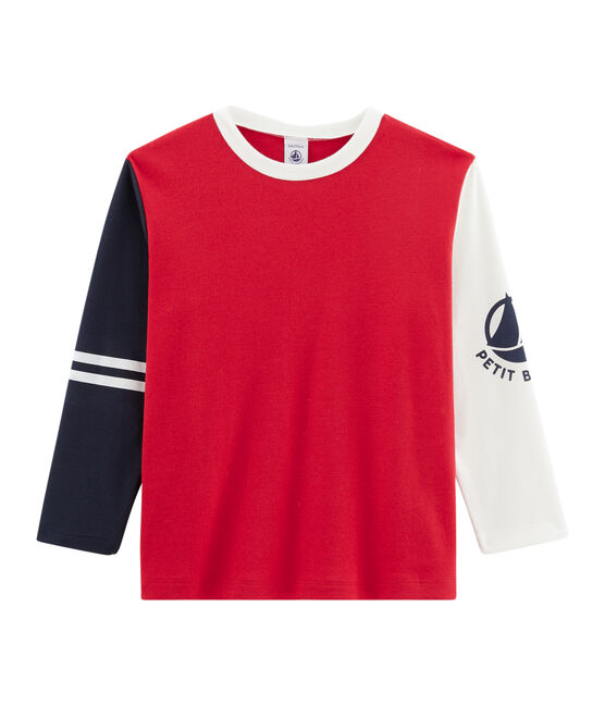 Boys' Long-Sleeved T-shirt TERKUIT red/MULTICO CN white