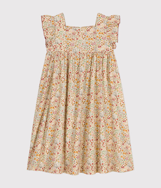 Little girls' sleeveless printed poplin dress AVALANCHE white/MULTICO